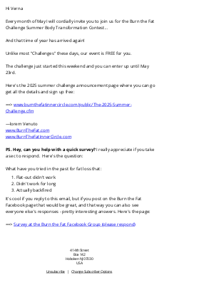 Burn The Fat - You have an invitation and a survey