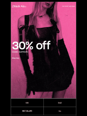 Dolls Kill - TGIF! 30% OFF 3 Hours Only ⏱︎