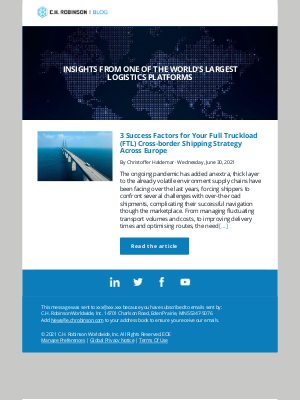 C.H. Robinson - 3 Success Factors for Your Full Truckload (FTL) Cross-border Shipping Strategy Across Europe