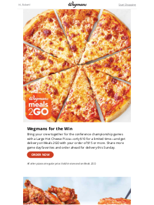 Wegmans Food Markets - $10 Large Cheese Pizzas Are Back! 🏈