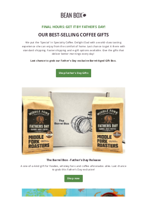 BeanBox - FINAL HOURS for Father's Day gifts ☕🥃🎁