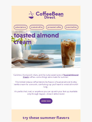 Coffee Bean Direct - New Flavor: Toasted Almond Cream Is Here!