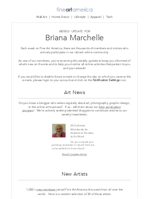 Fine Art America - Fine Art America - Weekly Update for Briana Marchelle