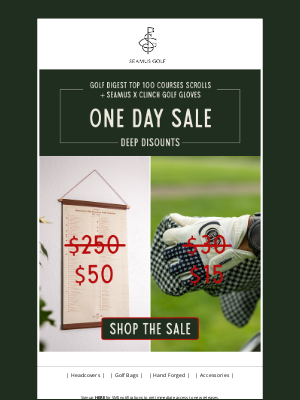 SEAMUS GOLF - Up to 80% Markdowns on Top 100 Courses Scrolls and Clinch Gloves!