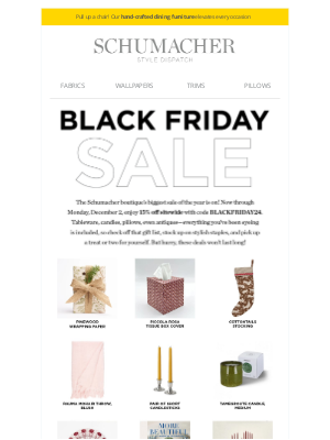 Schumacher and Co. - Black Friday at the Schumacher Boutique!