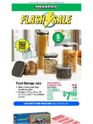 Menards - 5-Piece Food Storage Jars ONLY $7.99 After Rebate*!