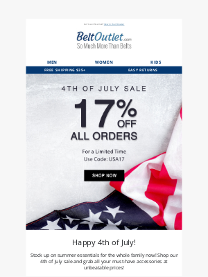 BeltOutlet.com - Celebrate Freedom with 17% Off 💫