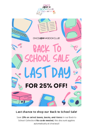 Once Upon A Book Club - Last Day of our Back to School Sale! 🍎