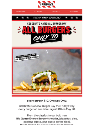 TGI Fridays - 🚨 $10 Burgers? You Heard That Right.
