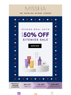 MISSHA - MISSHA DEAL DAY! 🌟 Up to 50% Off 🌟 Sitewide Sale!