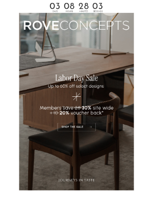 Rove Concepts - 30% Off Site Wide for Members — Labor Day Event