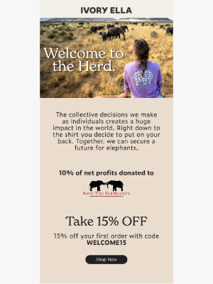 Ivory Ella - Welcome To The Herd. Your 15% OFF code is inside.