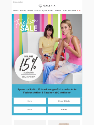 Galeria Kaufhof GmbH (Germany) - Über 4.000 Styles reduziert - spare extra ab 2 Artikeln