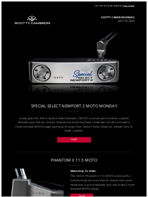 Scotty Cameron - Scotty Cameron Enews - MOTO Monday Gallery Release - July 18, 2022