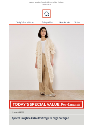 See Today's Special Value Pre-Launch: Apricot Longline Cable Knit Edge to Edge Cardigan