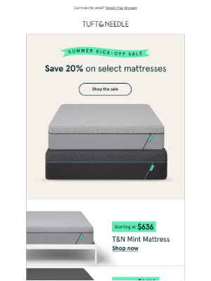 Tuft & Needle - Save 20% on select T&N mattresses