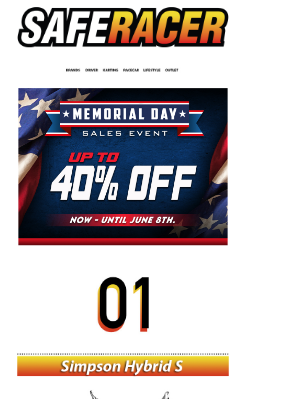 SafeRacer - Memorial Day Sales Event Starts Now
