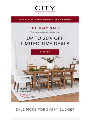 City Furniture - Holiday Steals for Every Room & Every Budget