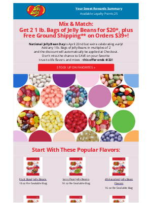 Jelly Belly Candy Company - LAST CHANCE: 2 for $20 + Free Shipping Ends Tonight!