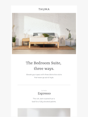 Thuma - The Bedroom Suite, three ways.