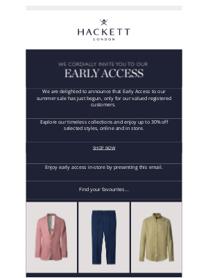 Hackett London - Early Access Begins
