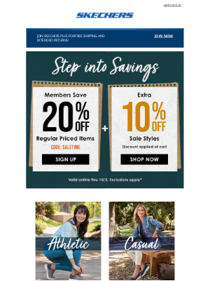 SKECHERS - Step into Fall Savings with 20% off!