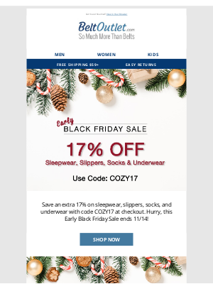 BeltOutlet.com - Almost Over ⏳ 17% Off Cozy Sleepwear & More