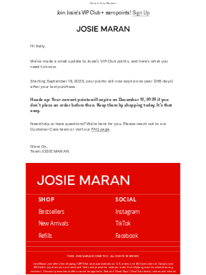 Josie Maran Cosmetics - Let’s Chat About Your VIP Points