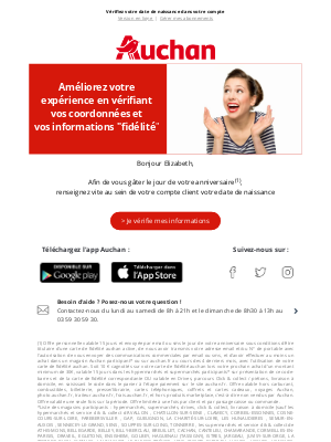 Auchan (France) - Complétez votre profil et recevez 10€ !