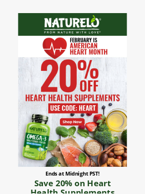 NATURELO Premium Supplements - Last Chance to Save 20% on all Heart Health Supplements