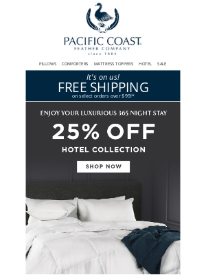 Pacific Coast Bedding - Checking in? Your Luxurious 365 Night Stay is Ready!