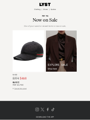 Lyst - The Gucci hat you saved went on sale at 15% off