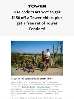 Tower Paddle Boards - Celebrate Earth Day with $150 off a Tower Ebike 🌎