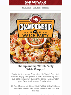Old Chicago Restaurants - 🏈 Don't Miss Sunday's Showdown 🏈