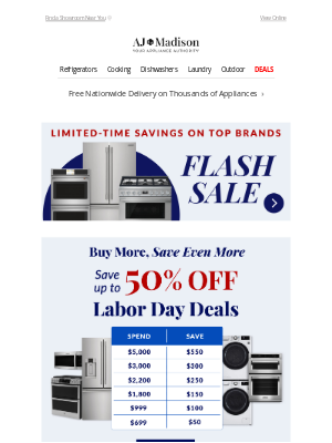 AJ Madison - 🚨 Labor Day Sale Final Days 🚨 Snag 50% OFF Select Appliances!