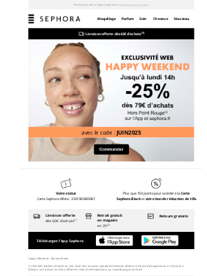 Sephora (France) - Jusqu'à lundi 🌟 -25% dès 79€