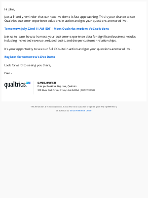 Qualtrics - Still meeting Tuesday July 22nd?