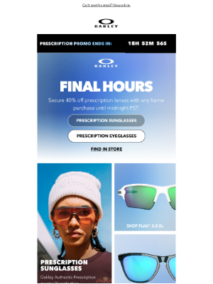 Oakley - 40% Off Prescription Lenses With Any Frame