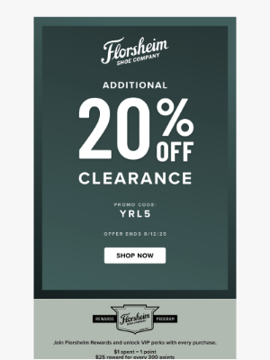 Florsheim Shoes - Clearance. Additional 20% Off. Starts Now!