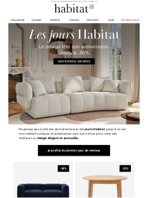 Habitat (France) - Dernières Heures | Jours Habitat jusqu'à -30%