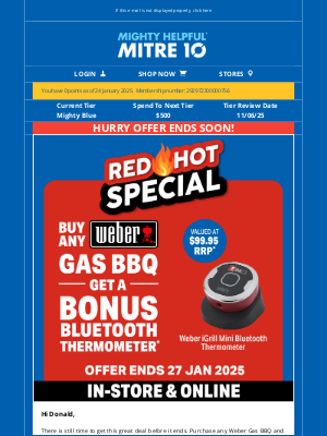 Donald, There is Still Time to Grab a Weber Gas BBQ with a Bonus Gift!