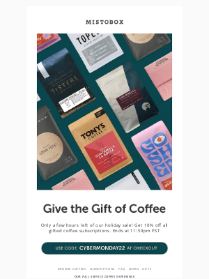 MistoBox - ⏳Final hours for 10% off coffee gift subscriptions⌛