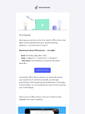 Benchmark Email - May Office Hours with Benchmark Email