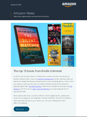 Amazon - The top 10 books to read on Kindle Unlimited this year