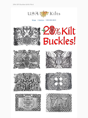 USA Kilts - 20% OFF Buckles & Kilt Pins!