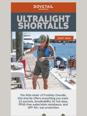 Dovetail Workwear - Ultralight Shortalls to Beat the Heat