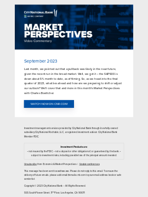 City National Bank - Market Perspectives: September 2023, Next Steps