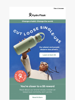 Hydroflask - Join our mission. Earn your first $5.