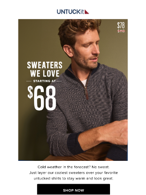 UNTUCKit - Winter Sweaters Starting at $68