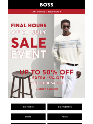 HUGO BOSS - Final Hours: Save Big with Code SALE15